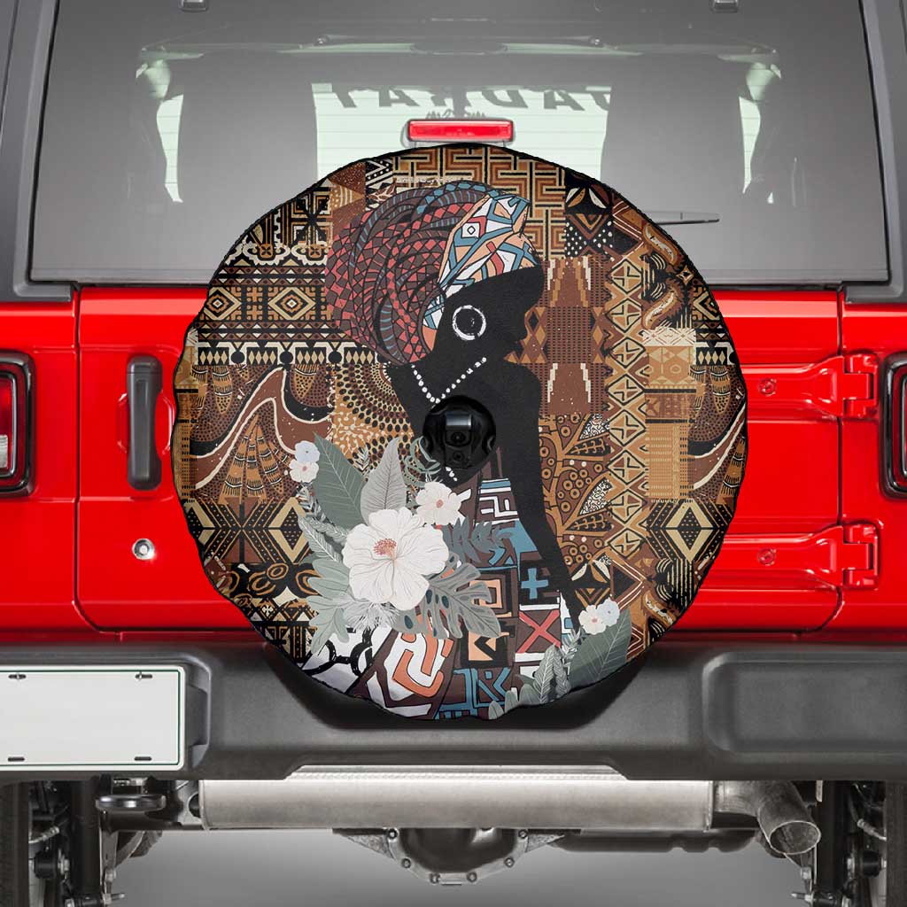 Beautiful Black Woman Spare Tire Cover African Tribal Pattern