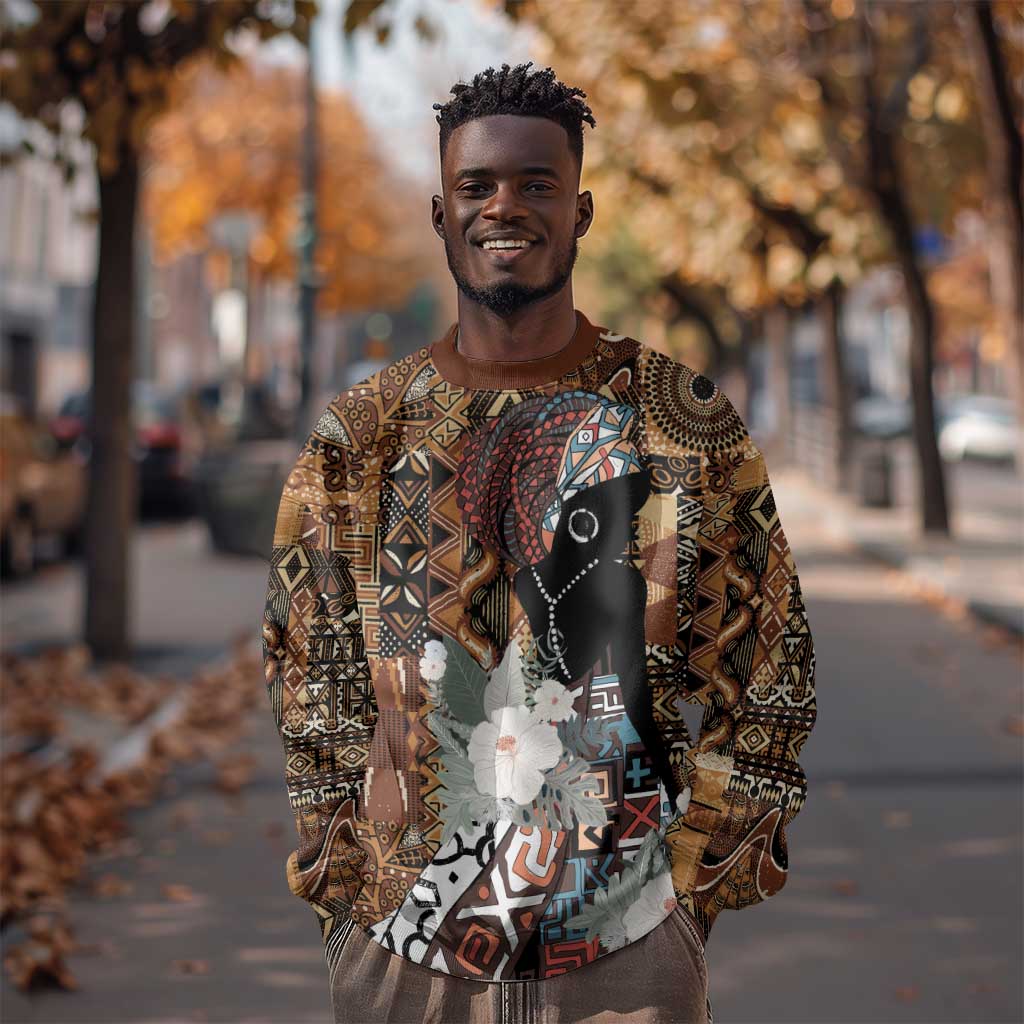 Beautiful Black Woman Sweatshirt African Tribal Pattern