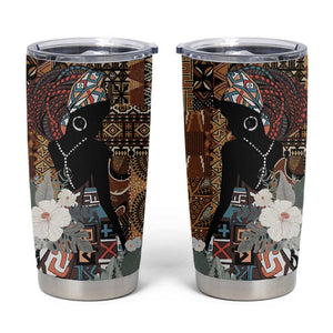 Beautiful Black Woman Tumbler Cup African Tribal Pattern