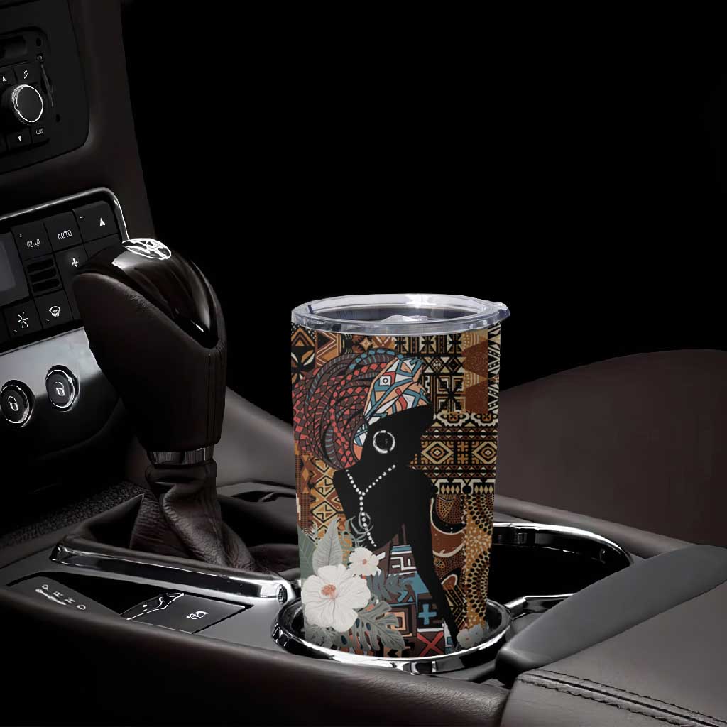 Beautiful Black Woman Tumbler Cup African Tribal Pattern