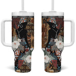 Beautiful Black Woman Tumbler With Handle African Tribal Pattern