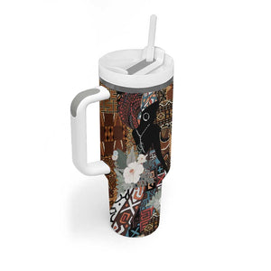 Beautiful Black Woman Tumbler With Handle African Tribal Pattern