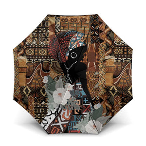 Beautiful Black Woman Umbrella African Tribal Pattern