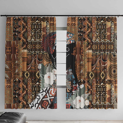 Beautiful Black Woman Window Curtain African Tribal Pattern