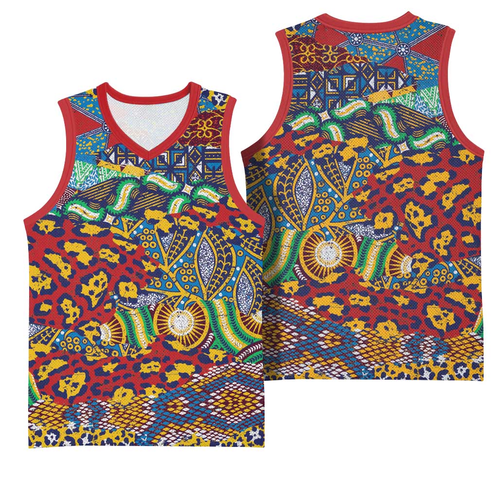 Traditional African Animal Skins Pattern Basketball Jersey - African Pride