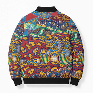 Traditional African Animal Skins Pattern Bomber Puffer Jacket