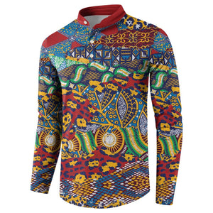 Traditional African Animal Skins Pattern Button Sweatshirt