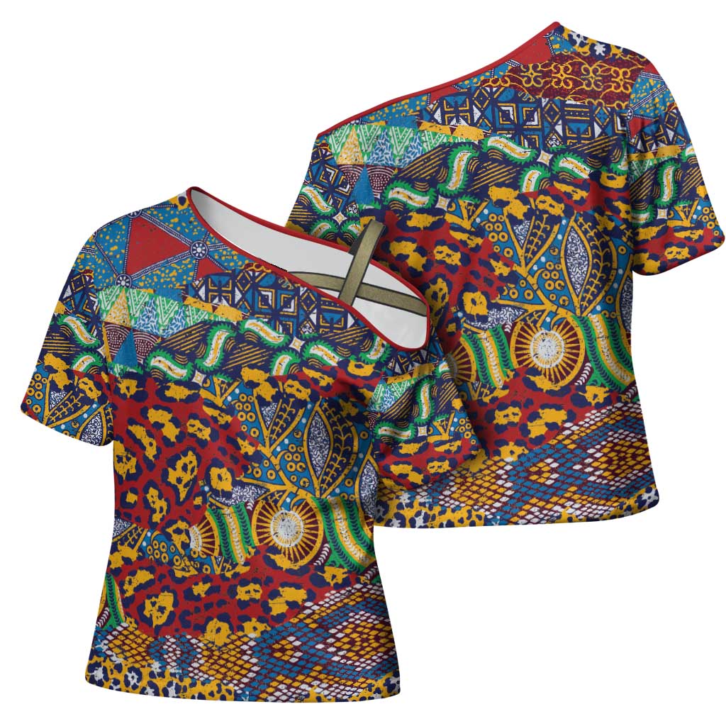 Traditional African Animal Skins Pattern Cross Shoulder Shirt