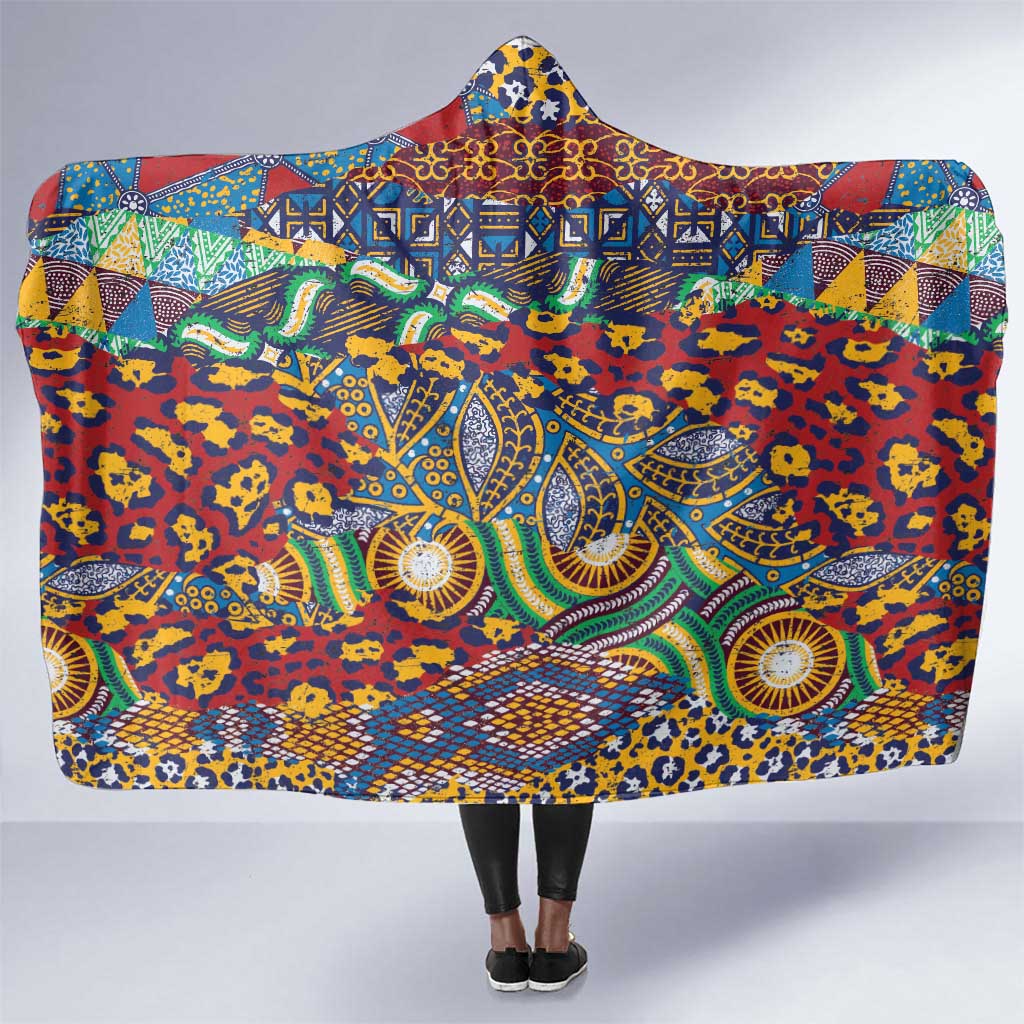 Traditional African Animal Skins Pattern Hooded Blanket