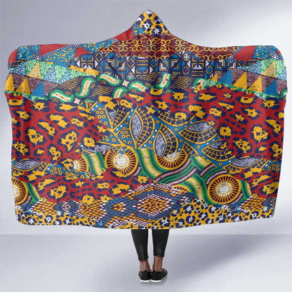 Traditional African Animal Skins Pattern Hooded Blanket