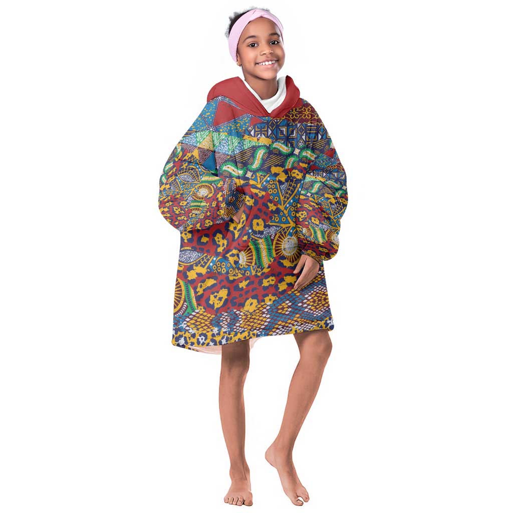 Traditional African Animal Skins Pattern Kid Wearable Blanket Hoodie