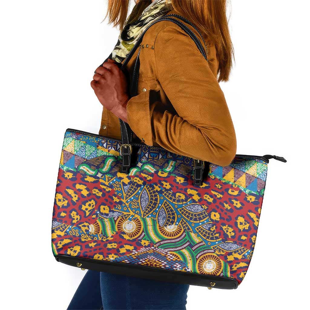 Traditional African Animal Skins Pattern Leather Tote Bag