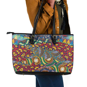 Traditional African Animal Skins Pattern Leather Tote Bag