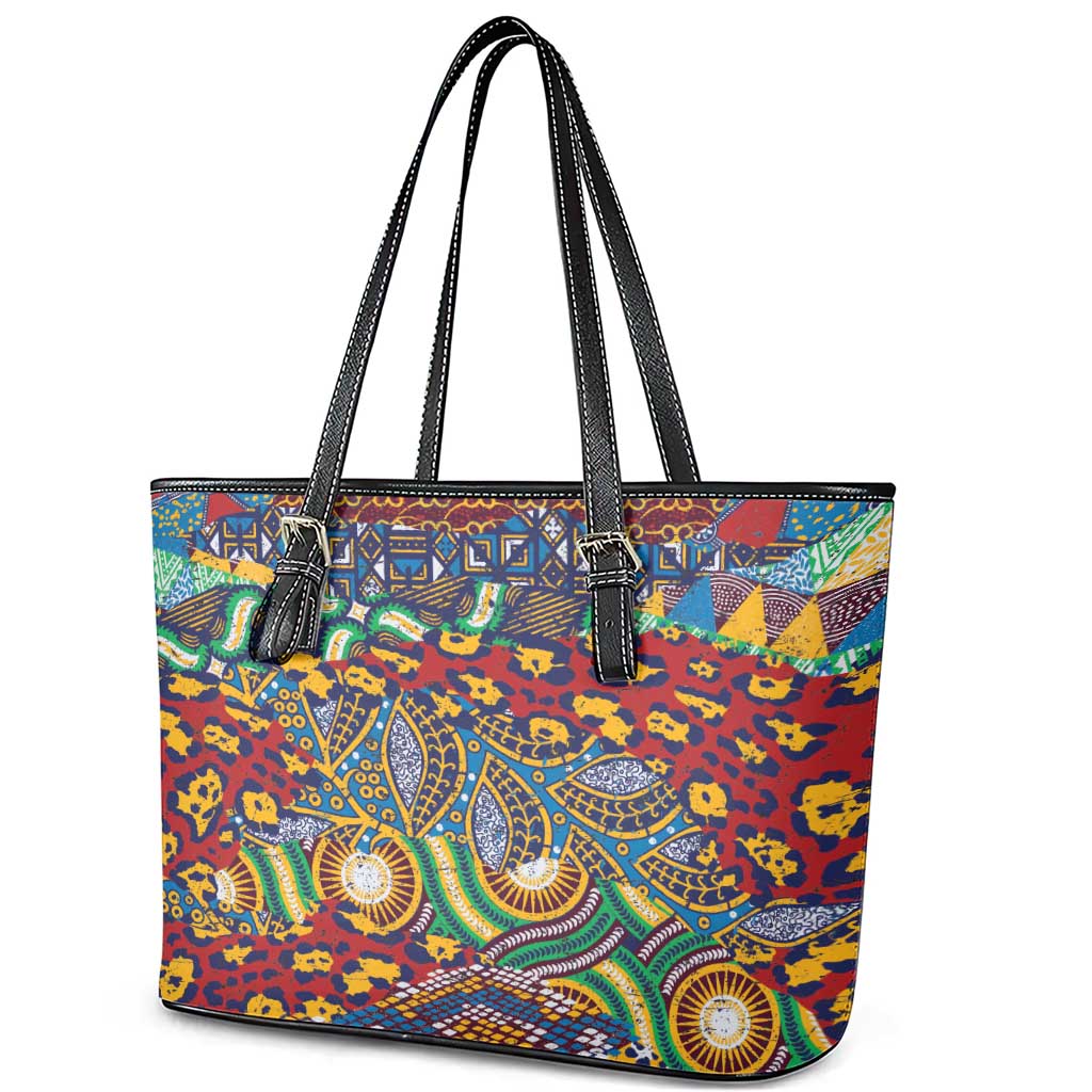 Traditional African Animal Skins Pattern Leather Tote Bag
