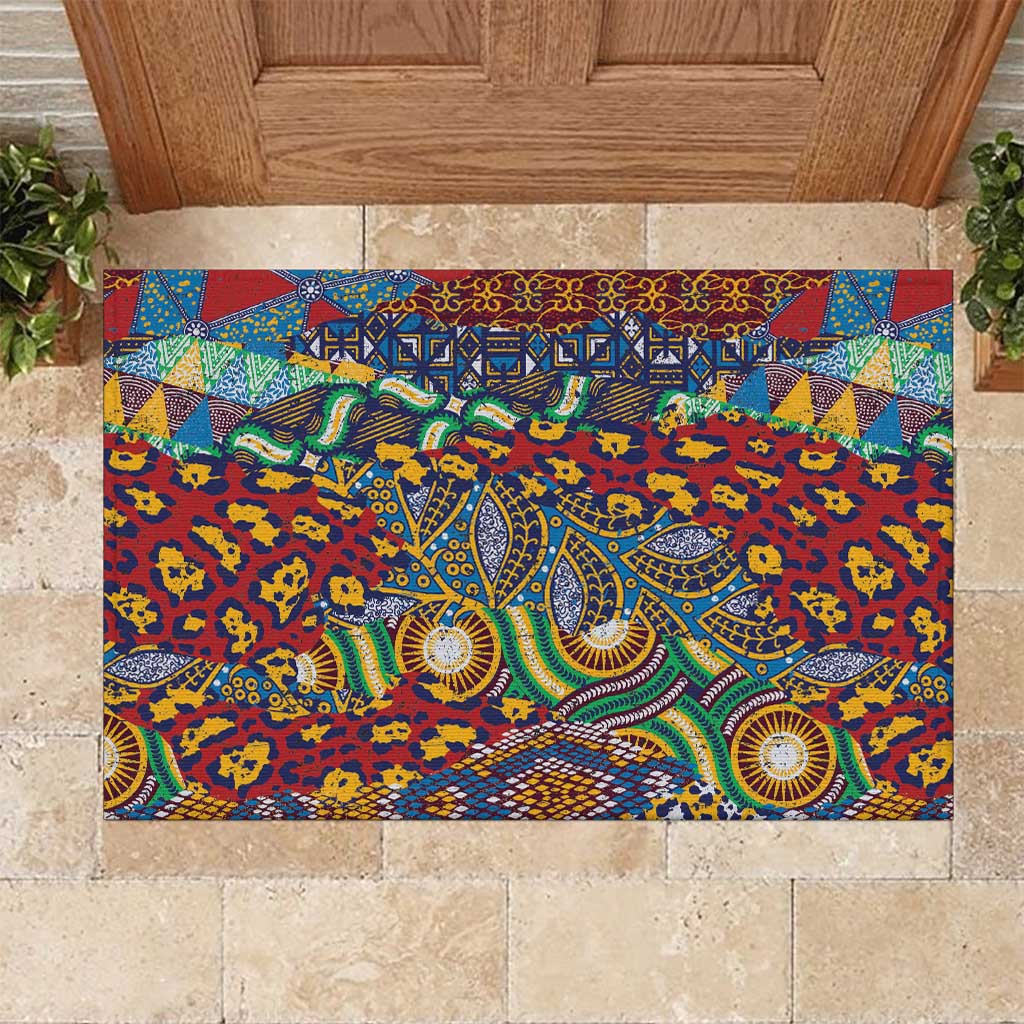 Traditional African Animal Skins Pattern Rubber Doormat