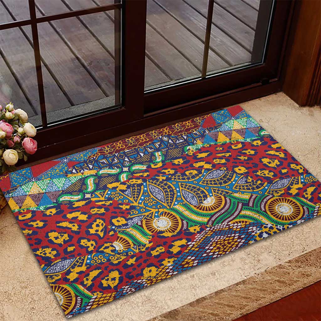 Traditional African Animal Skins Pattern Rubber Doormat