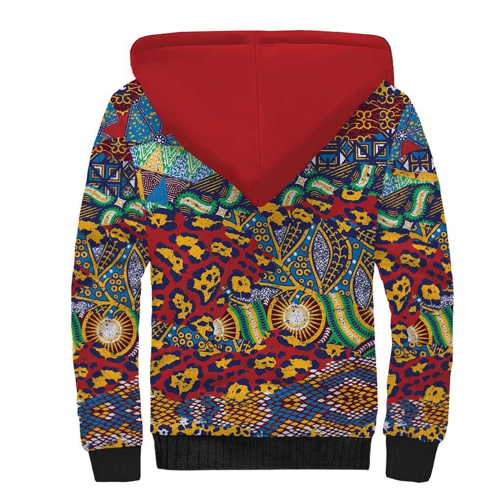 Traditional African Animal Skins Pattern Sherpa Hoodie