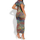 Traditional African Animal Skins Pattern Short Sleeve Bodycon Dress LT9