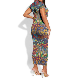 Traditional African Animal Skins Pattern Short Sleeve Bodycon Dress LT9