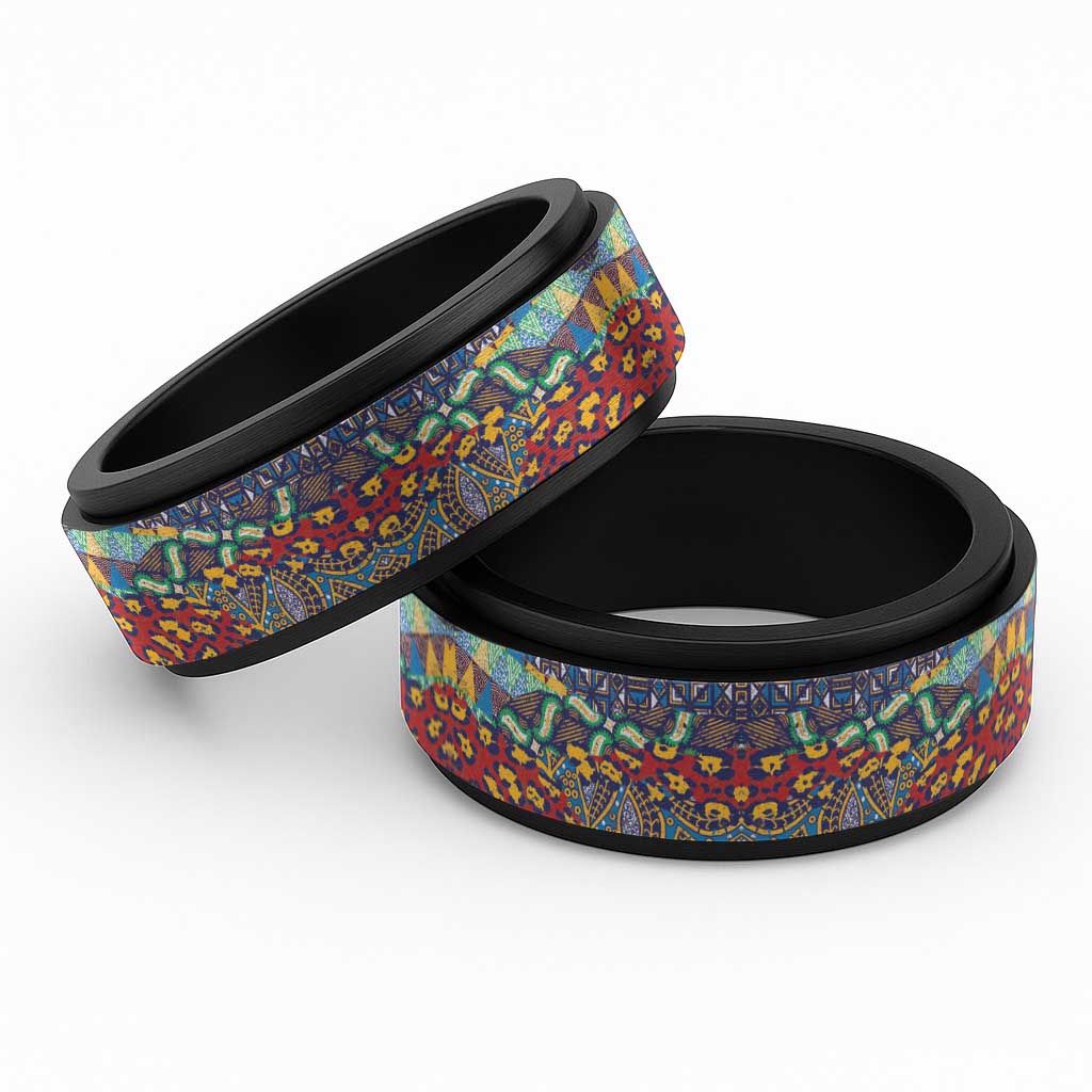 Traditional African Animal Skins Pattern Spinner Ring by African Pride