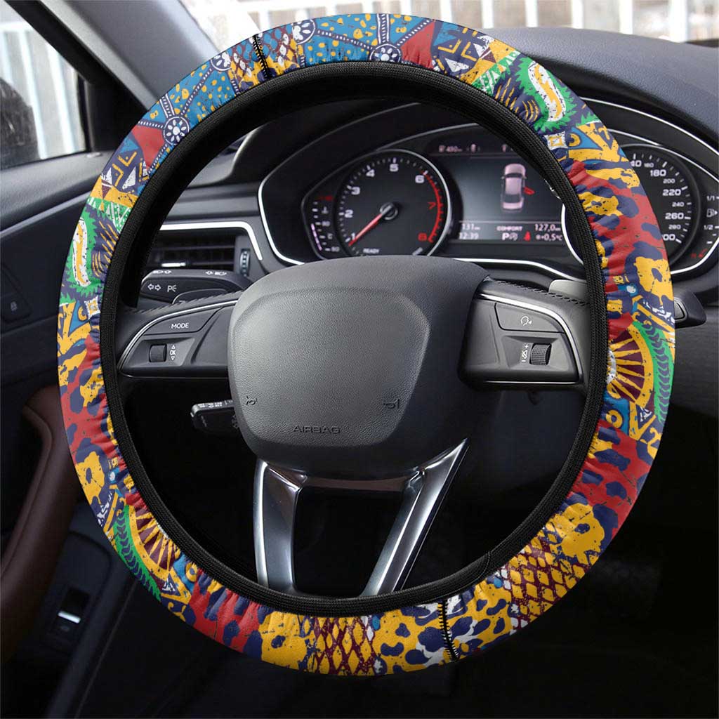 Traditional African Animal Skins Pattern Steering Wheel Cover
