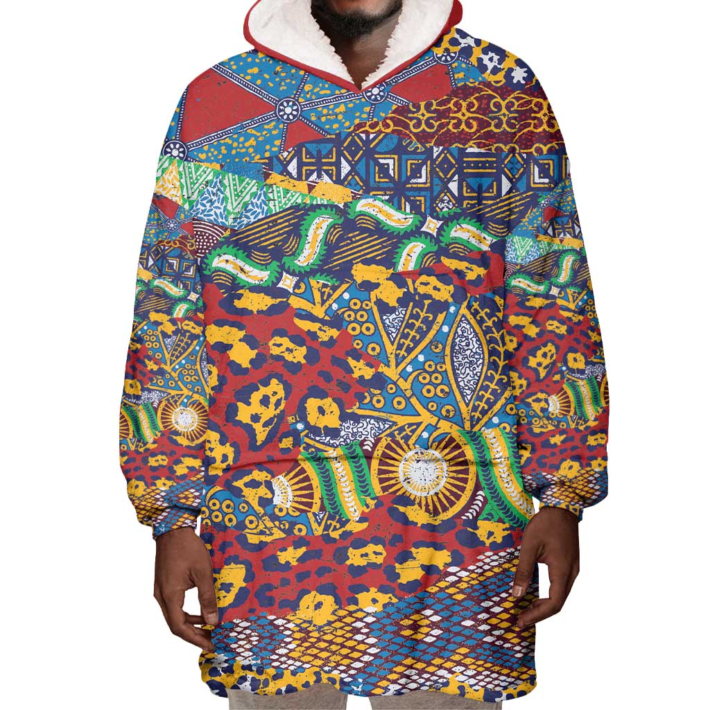 Traditional African Animal Skins Pattern Wearable Blanket Hoodie