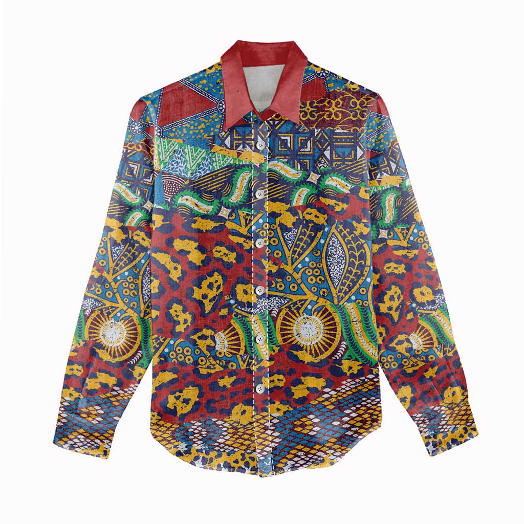 Traditional African Animal Skins Pattern Women Casual Shirt LT9