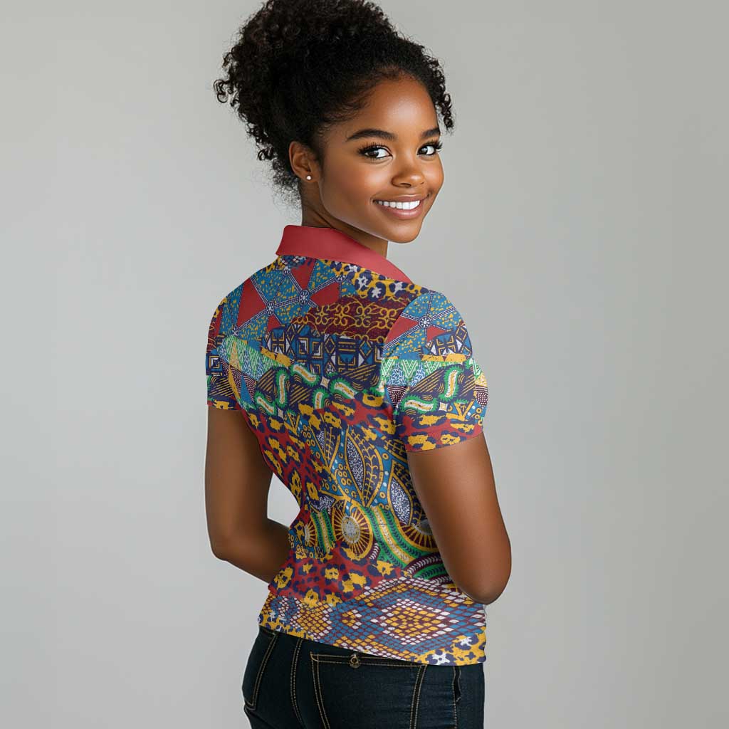 Traditional African Animal Skins Pattern Women Polo Shirt