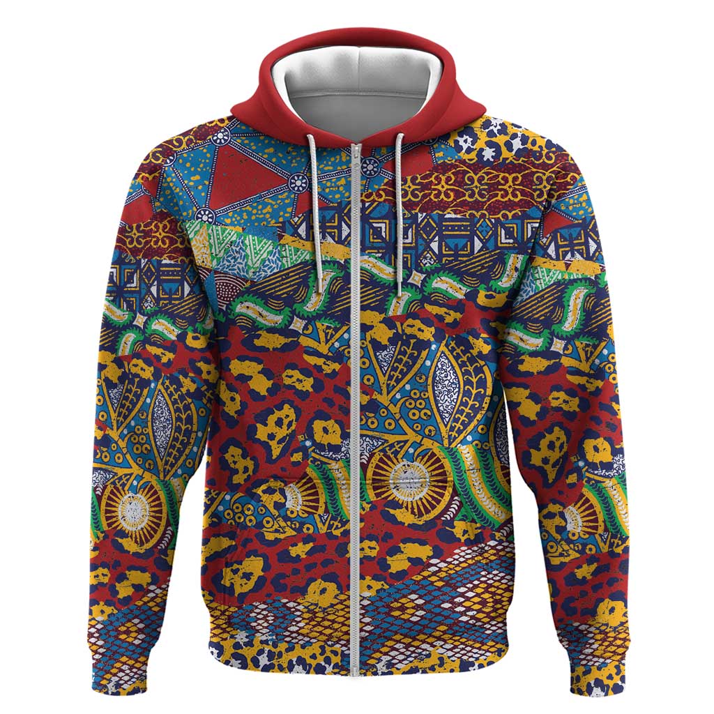 Traditional African Animal Skins Pattern Zip Hoodie