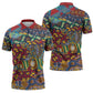 Traditional African Animal Skins Pattern Zipper Polo Shirt
