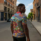 Traditional African Animal Skins Pattern Zipper Polo Shirt