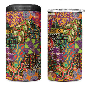 Traditional Ethnic African Vintage Motifs 4 in 1 Can Cooler Tumbler