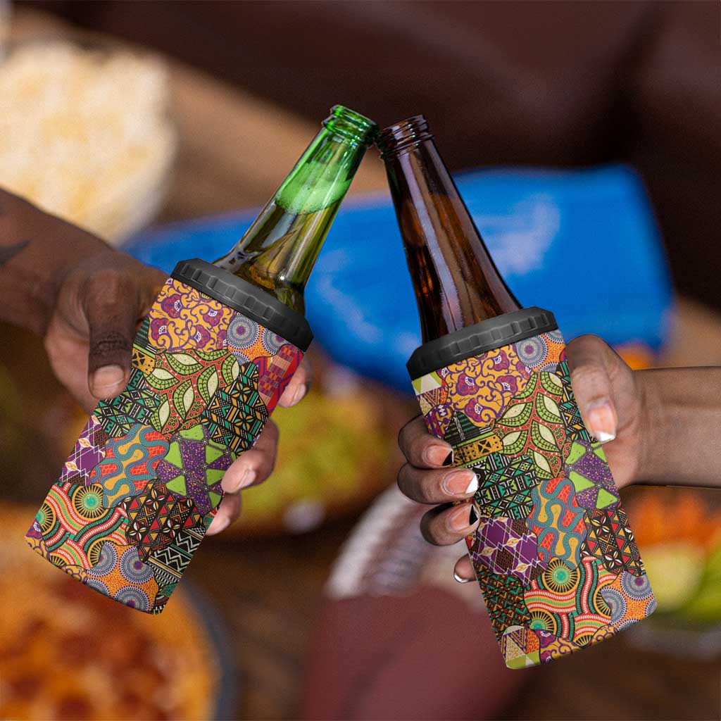 Traditional Ethnic African Vintage Motifs 4 in 1 Can Cooler Tumbler