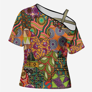 Traditional Ethnic African Vintage Motifs Cross Shoulder Shirt