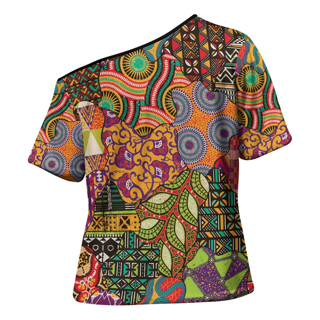 Traditional Ethnic African Vintage Motifs Cross Shoulder Shirt