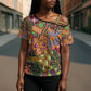 Traditional Ethnic African Vintage Motifs Cross Shoulder Shirt