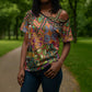 Traditional Ethnic African Vintage Motifs Cross Shoulder Shirt