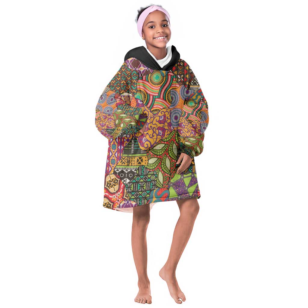 Traditional Ethnic African Vintage Motifs Kid Wearable Blanket Hoodie