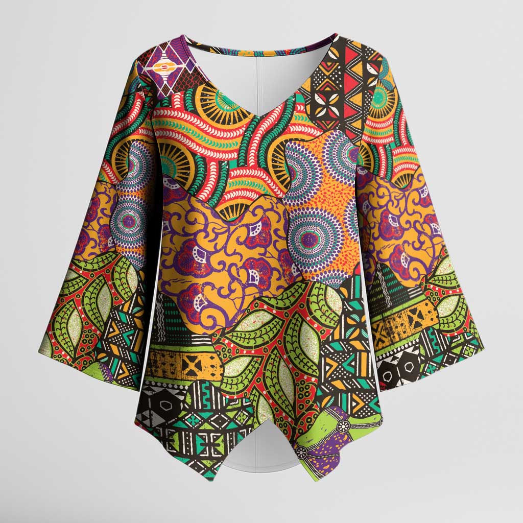 Traditional Ethnic African Vintage Motifs Kimono Sleeve Blouse