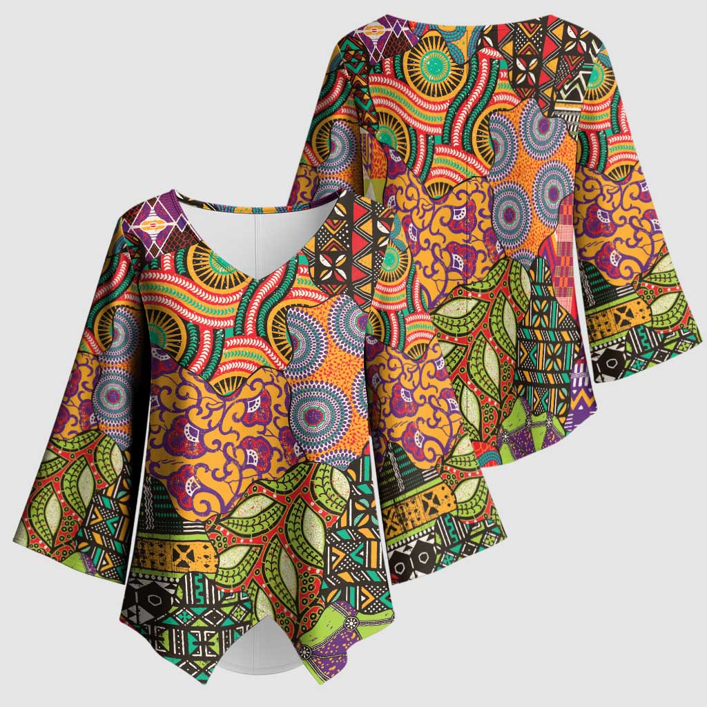 Traditional Ethnic African Vintage Motifs Kimono Sleeve Blouse