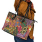 Traditional Ethnic African Vintage Motifs Leather Tote Bag