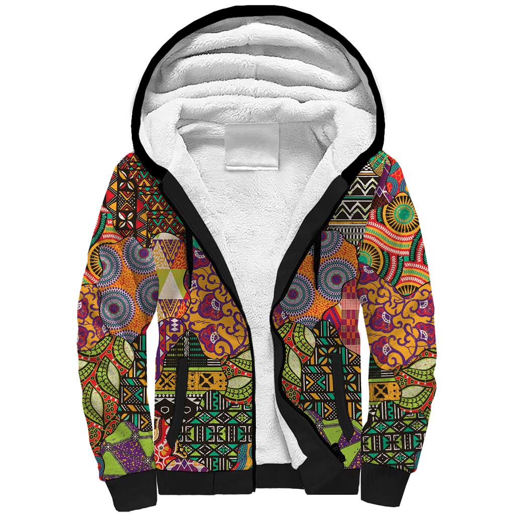 Traditional Ethnic African Vintage Motifs Sherpa Hoodie