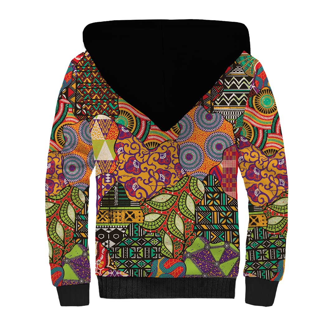 Traditional Ethnic African Vintage Motifs Sherpa Hoodie