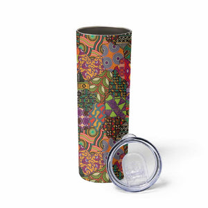 Traditional Ethnic African Vintage Motifs Skinny Tumbler