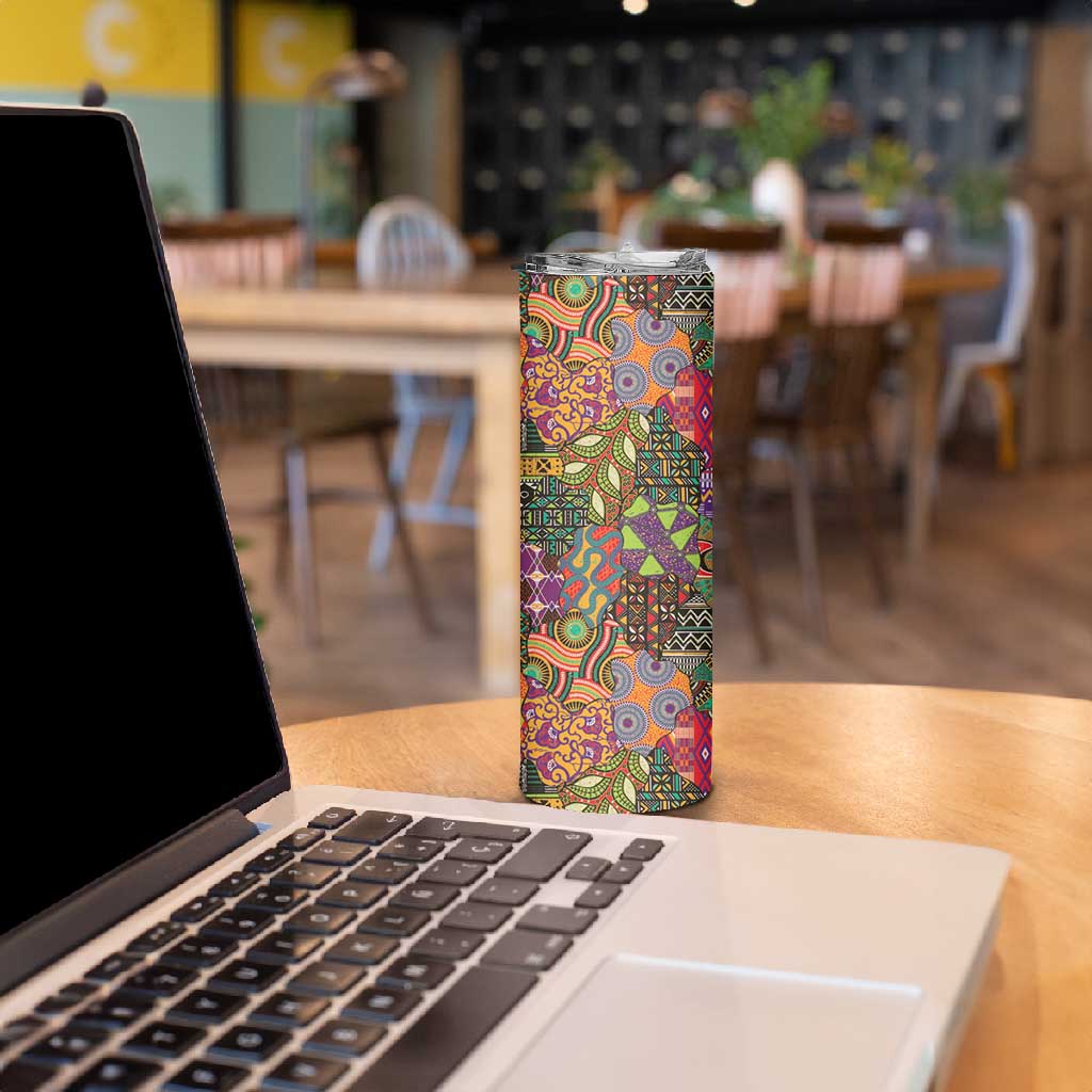 Traditional Ethnic African Vintage Motifs Skinny Tumbler