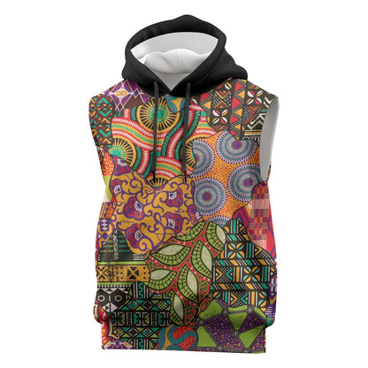 Traditional Ethnic African Vintage Motifs Sleeveless Hoodie - African Pride