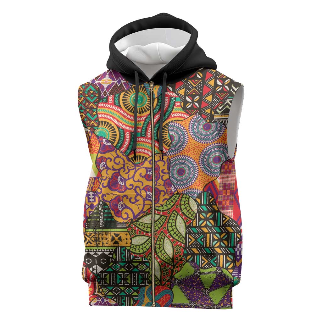 Traditional Ethnic African Vintage Motifs Sleeveless Zip Hoodie - African Pride
