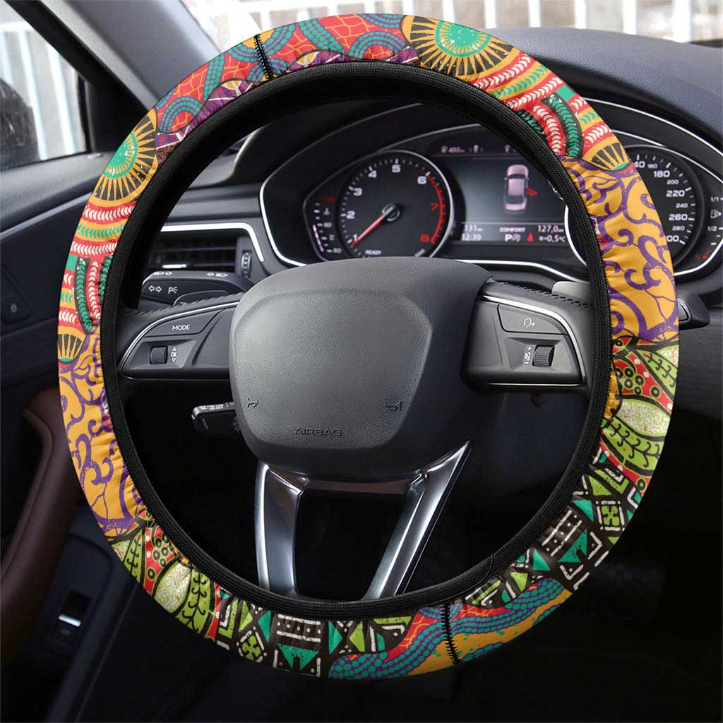 Traditional Ethnic African Vintage Motifs Steering Wheel Cover