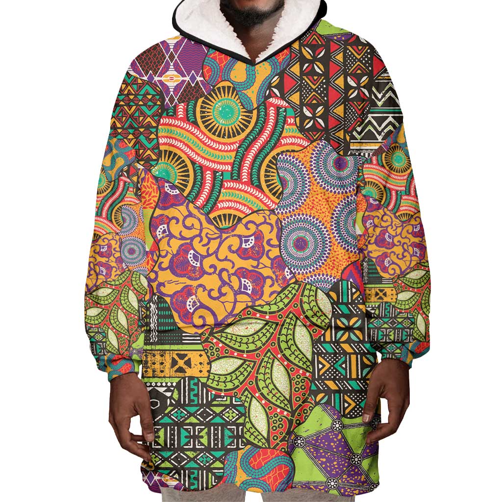 Traditional Ethnic African Vintage Motifs Wearable Blanket Hoodie