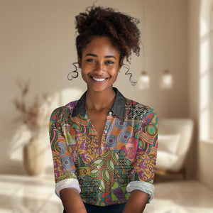 Traditional Ethnic African Vintage Motifs Women Casual Shirt LT9